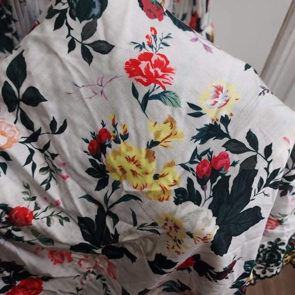 Paco Rabanne White Rose Print Eyelet Trim Minidress - Picture 9 of 9